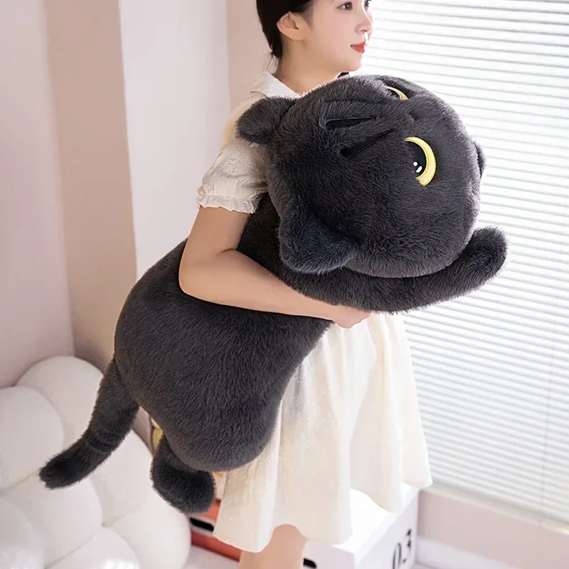 Kawaii Black Cat Plush Toy Doll 50cm For Boy Girl Brithday Gifts Big Cuddly Pillow Cushion