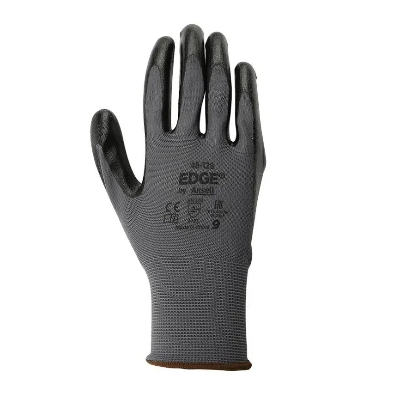 Industrial Protective Work Safety Gloves 1Pairs Black Pu Nylon Cotton Glove with Brand All Sizes work gloves