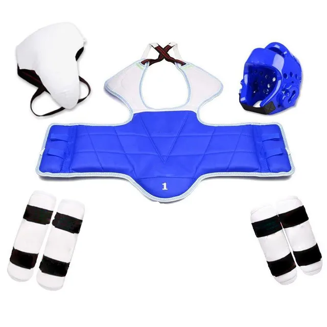 Taekwondo Five-piece Set Helmet Armor Kickboxing Guantes De Boxeo Boxing Glove Capacete Taekwondo Equipment Head Protector Spats five-piece set men