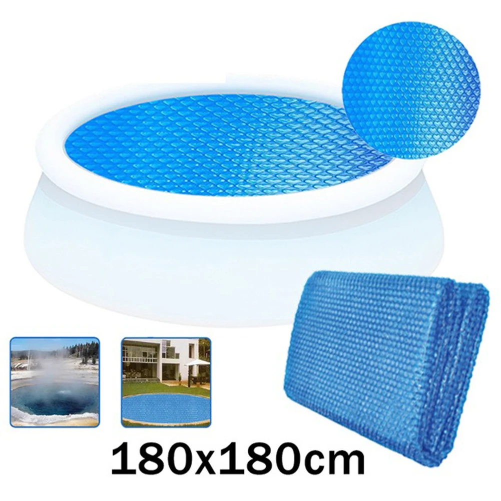 Description Picture 2 of item1pc Blue Swimming Pool Heater Solar Tarpaulin Dust Cover Insulation Film Maintaining Pool Temperature Outdoor Swimming Pool Tool