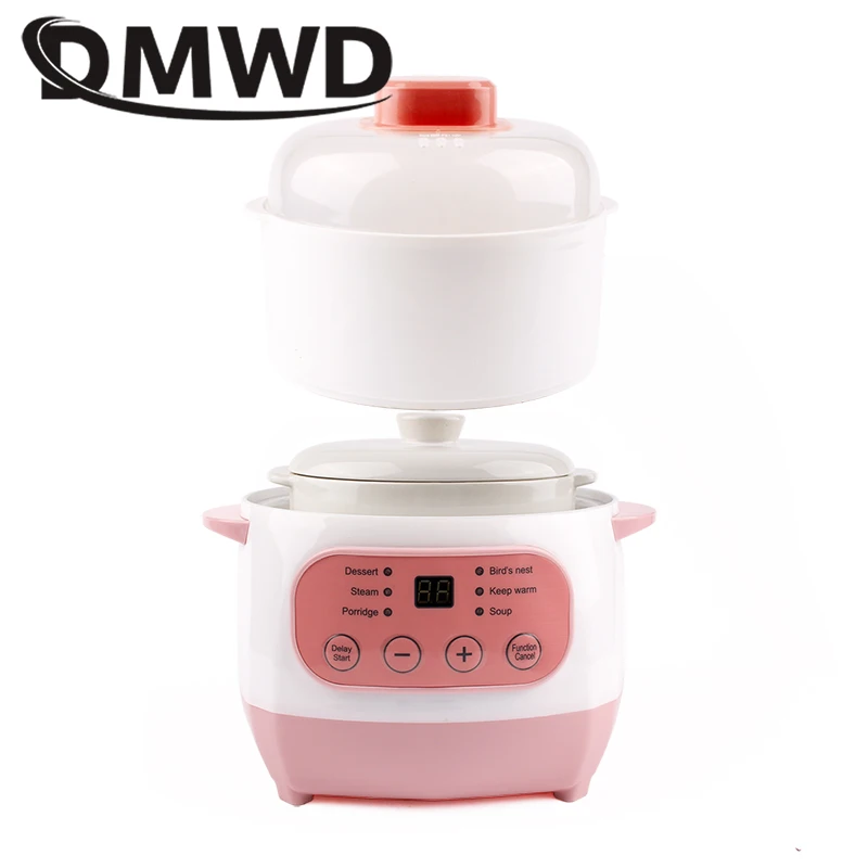 110V/220V Electric Ceramics Slow Cooker Water Stew Soup Porridge Health Pot Eggs Meal Steamer Simmer Baby Food Cooking Machine 5