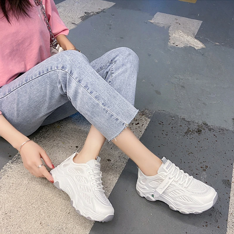 Women Sneakers 2022 Korean Fashion Woman Shoes Chunky Sneakers Platform Autumn Breathable Mixed Colors Casual Ladies Shoes