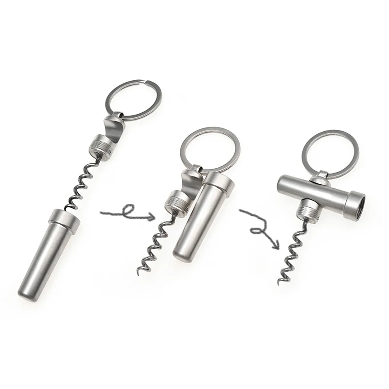 Can Opener Bottle Opener Wine Opener Wine Corkscrew Portable Creative Zinc Alloy Bottle Opener Keychain 3In1 Outdoor Wine Beer Can Opener Wood Corkscrew Kitchen Tools