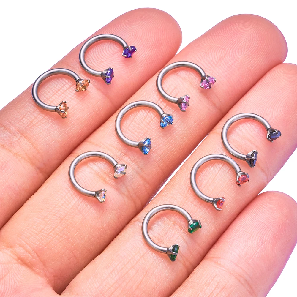 G23 Titanium ASTM-F136 Piercings Nose Ring C rod Body Jewelry Internal Thread Cartilage Helix Earrings