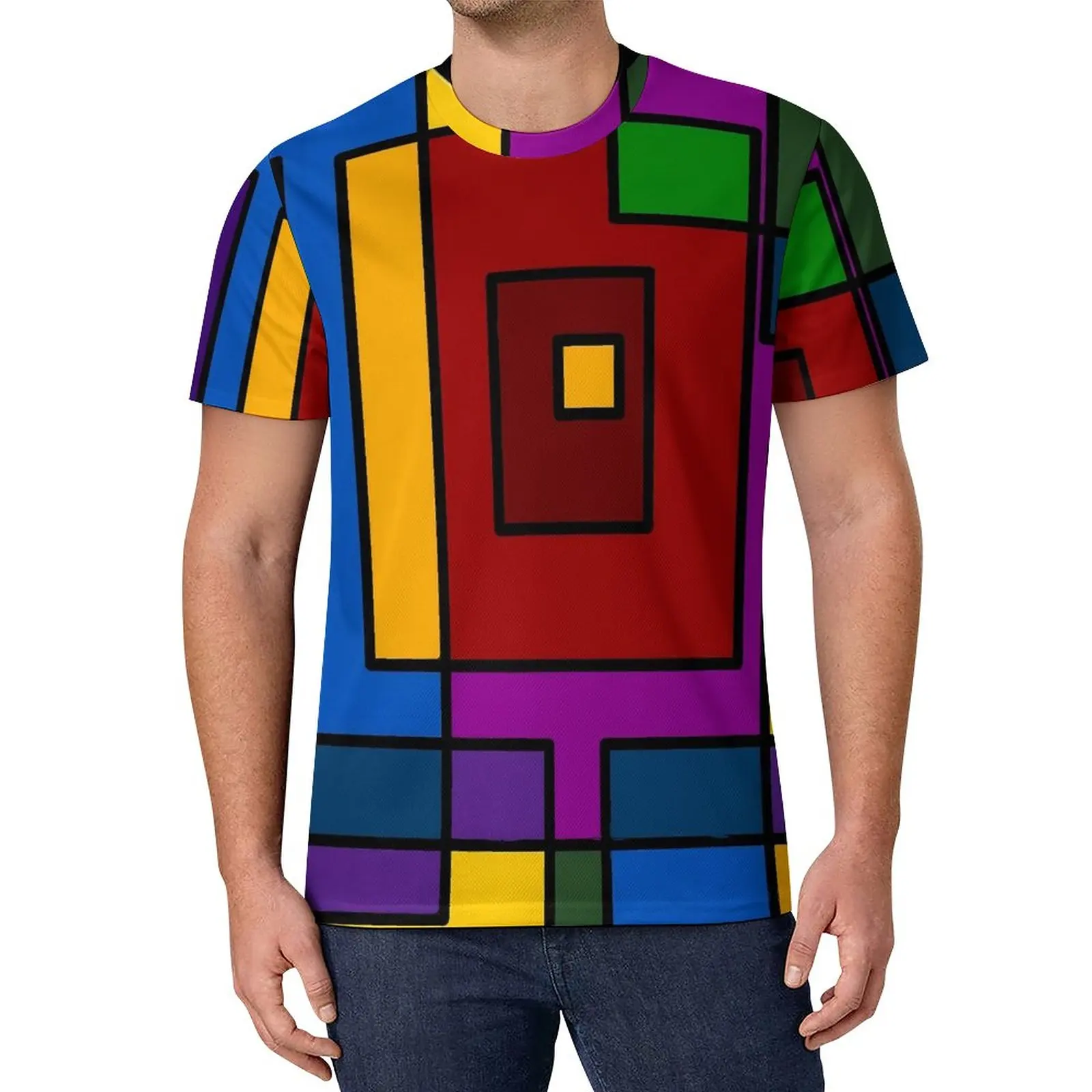 De Stijl Print T Shirt Mondrian Inspired Hippie T Shirts