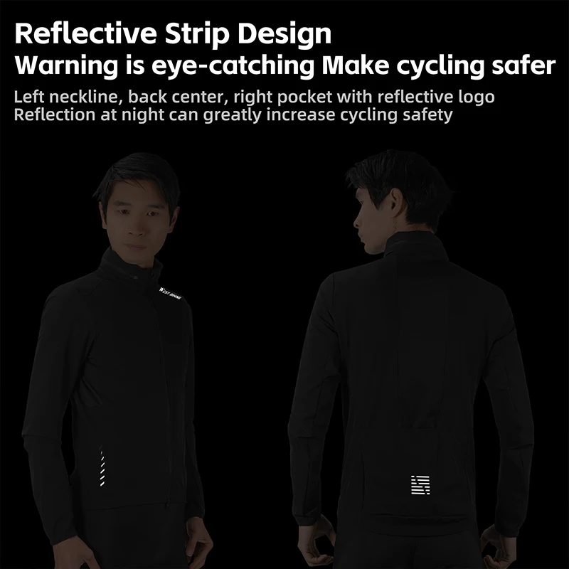 WEST BIKING Men's Cycling Windbreaker Reflective Windproof Jackets With Pocket Water Repellent Breathable Sports Running Jackets