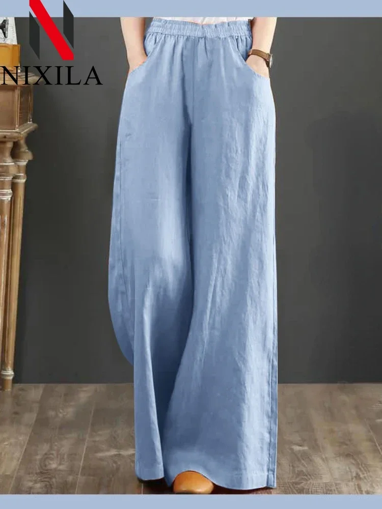 New in Spring Summer Cotton Wide-leg Women's Pants Leisure Fashion Knitted Formal Pants Streetwear Elegant Loose Women Clothes