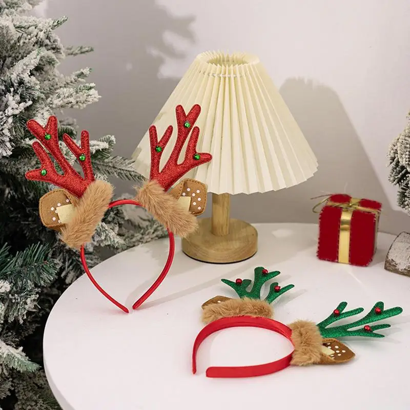 3pcs Christmas Headbands Hair Hoop Girls Plush Reindeer Antlers Deer Ear Xmas Party Headbands Festival Hair Accessories Gifts