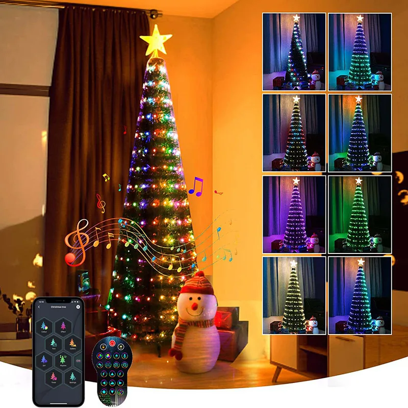 DIY Smart Christmas Tree Led Light Bluetooth APP Remote Control RGB String  Fairy Lights with Star Topper for Xmas New Year Decor - AliExpress