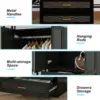 Wood Armoire Wardrobe Closet with Mirror, Storage Cabinet Bedroom Freestanding Wardrobe Combination for Hanging , Black 70.47”H 6