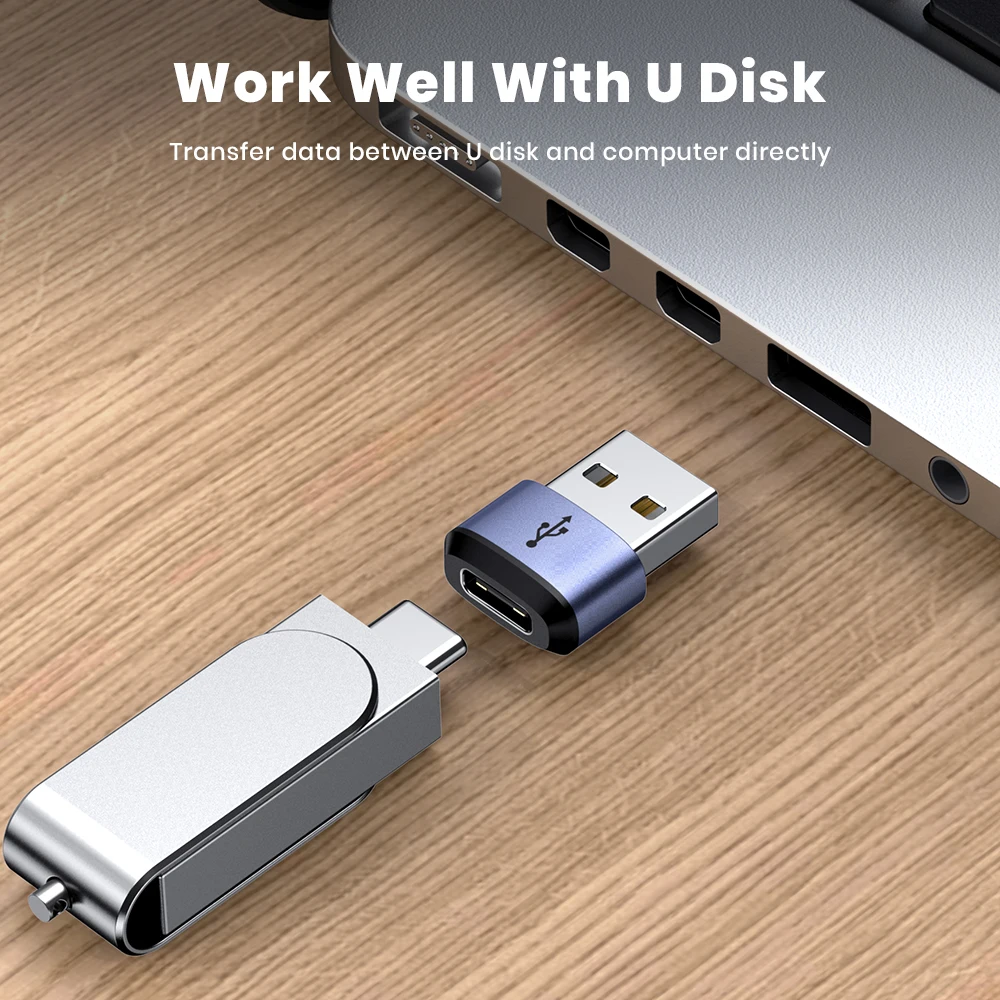 TOPK AT13 USB C to USB Male Adapter USB Female (Type-C) to USB 2.0 Male (USB-A) Fast Charging & Data Sync OTG Adapter Connector