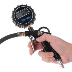 Precision Digital Tire Air Pressure Gauge with LCD Display and LED Light (US Intake Nozzle)