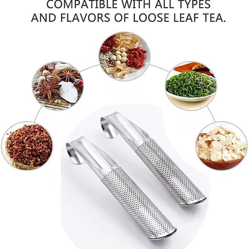 1/2Pcs Tea Infuser Strainer Stainless Steel Pipe Tea Strainer For Loose Tea Coffee Spice Filter Tea Steeper Kitchen Accessories