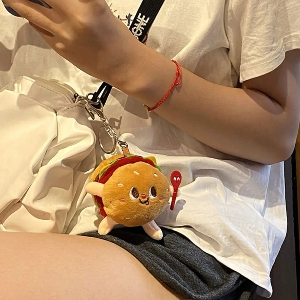 French Fries Cute Bag Pendant Hamburger Plush Doll Keychain Chicken Leg Schoolbag Accessories Cheese Stuffed Toys 5