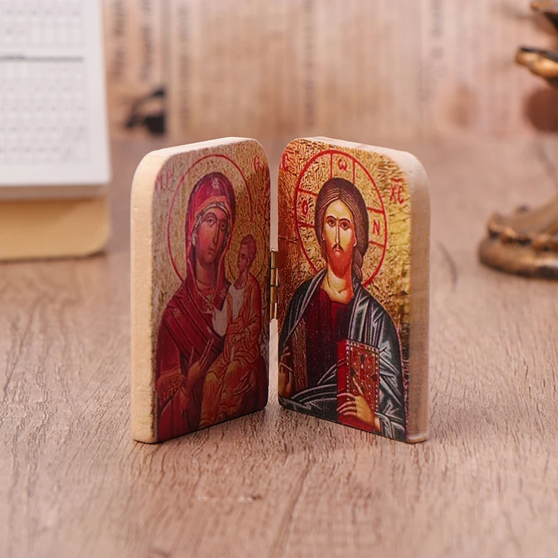 Christ decorative plaque Christ The Teacher And Virgin Of Kazan Catholic Orthodox Display Religious Gift wood icon decoration wood icon plaque