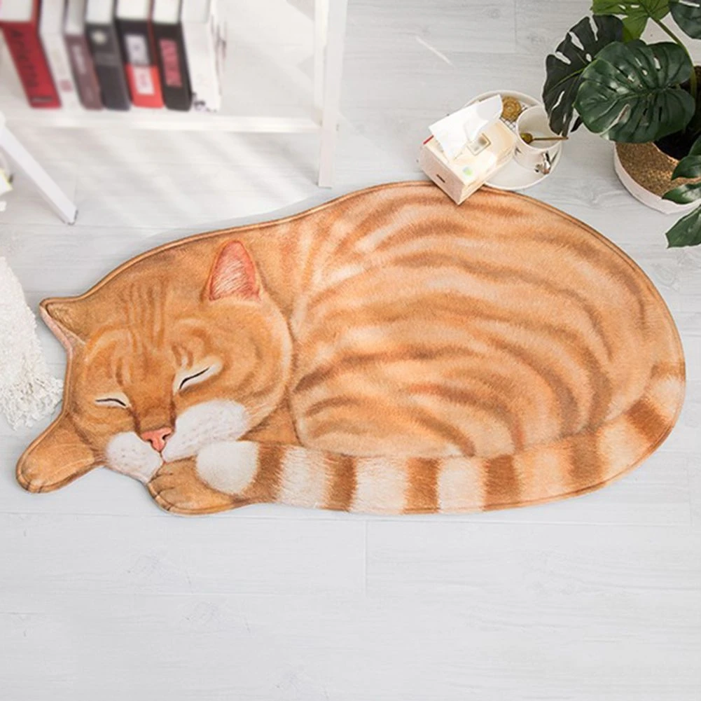 Anti-slip 3D Cartoon Cat Printed Sleeping Doormats Hallway Doorway Carpet Living Room Bedroom Floor Mats Kitchen Foot Mats