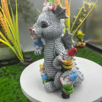 Dragon Gnome Statues Dragon Figurines Resin Animal Dragon Statues Outdoor Statue Gnome Garden Decor Spring Decorations For home 2