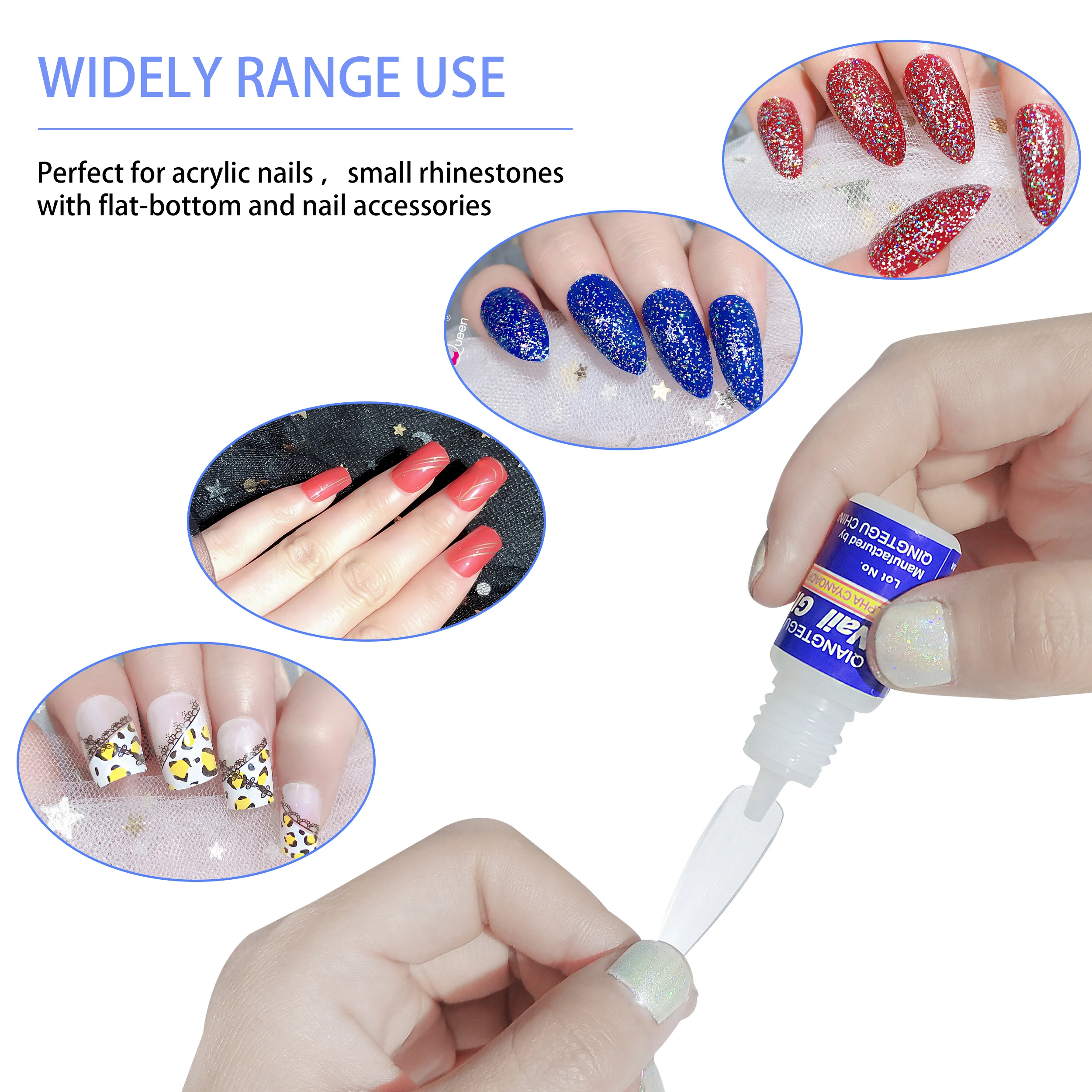 Nail Glue 5PCS/Bag 3G Super Strong Adhesive Nail Wearing Glue Sheet Embedding Diamond Dot Drill Glue