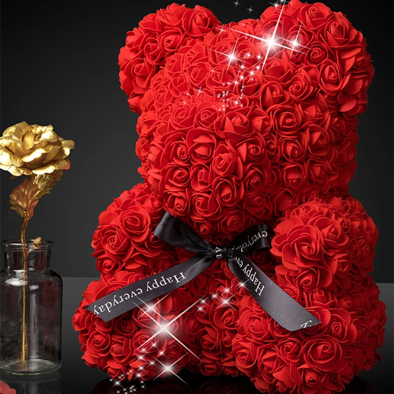 Rose Bear Valentines Day Birthday Gifts Artificial Flower Bear For Women 