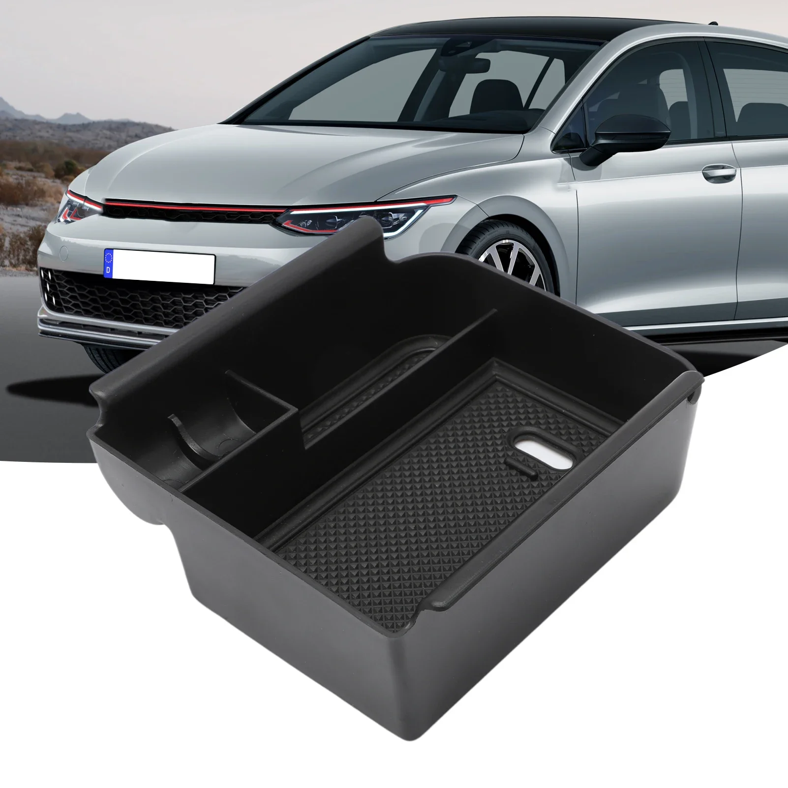 IZQLTWKR Scatola Portaoggetti Centrale Auto Bracciolo Scatola di Immagazzinaggio Supporto del Telefono Contenitore Organizzatore Vassoio per VW G&olf 7 MK7 MK7.5 2013-2018
