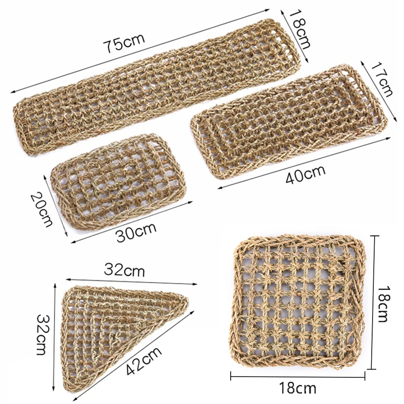 Hand-knitting Seaweed Pad Washable Pet Cushion Bird Ladder Stand Toy Lizard Crawling Shelf Lounger Hammock Small Pet Bed Mat 1x parrot toy,bird toy,bird cage accessories,bird perch stand