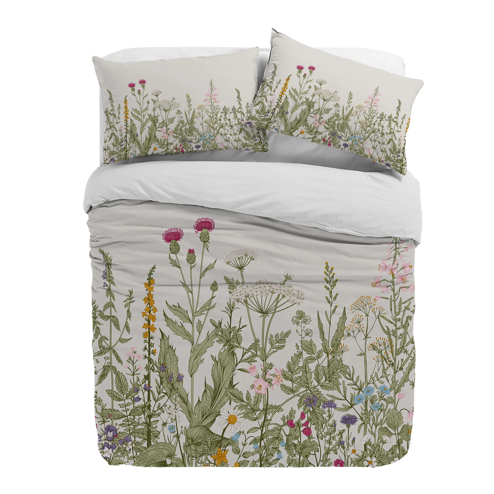 Vintage Herb Plant Flower 3pcs Duvet Cover SetPillow Case Double Comforter Bedding Set Quilt Cover Couple Bed