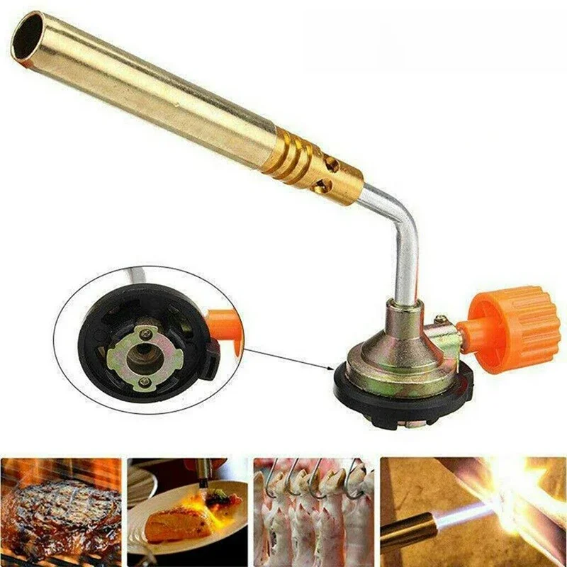 1pc Butane Burner Gun Soldering Heat Gun Welding Equipment Welding Gas Torch Flame Brazing Flamethrower for BBQ Outdoor