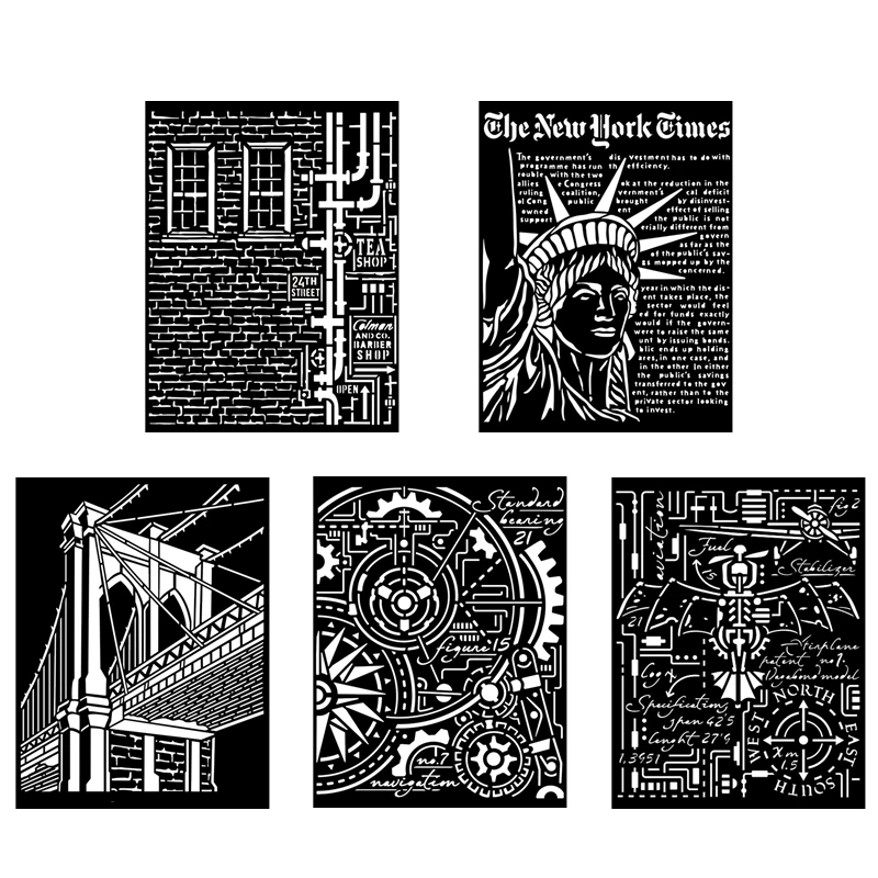 Stencil Statua Della Libertà Time Machine Sfondo Stencil Scrapbooking Frame Card Craft No Stamp Fustelle