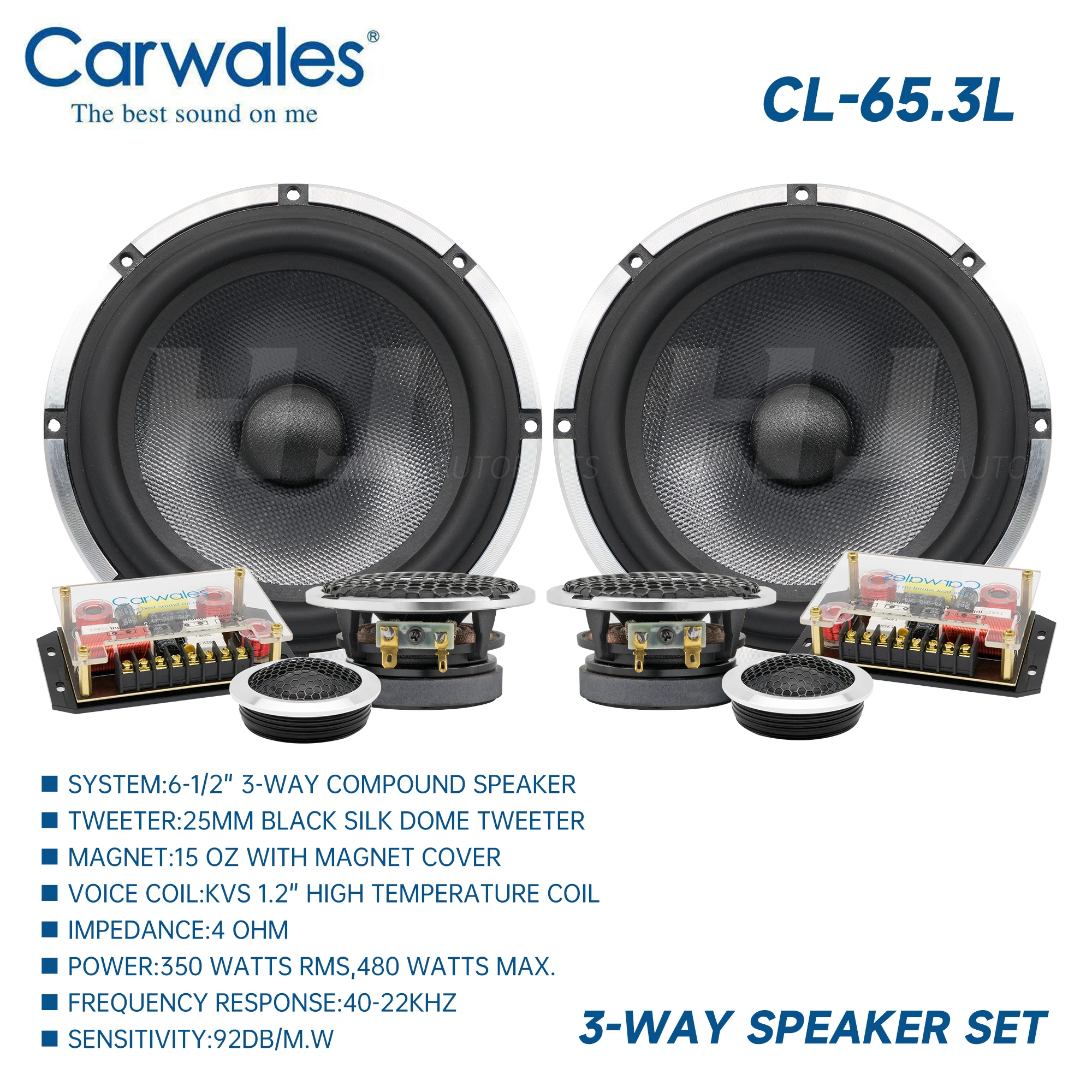 Car Speaker Tweeter Set 1kit Car 3-way Component Speaker Kit
