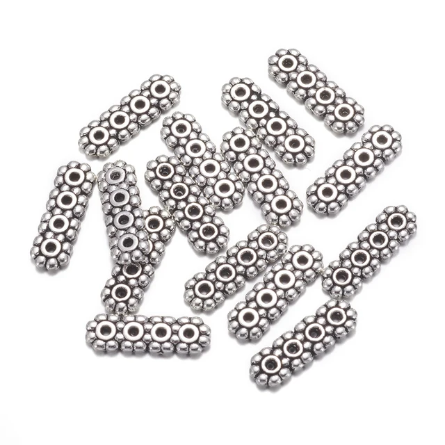 Set Di 150 Perline Tubolari In Argento Tibetano - 15 Design Misti Per Creare Gioielli Fai Da Te - Foto 4