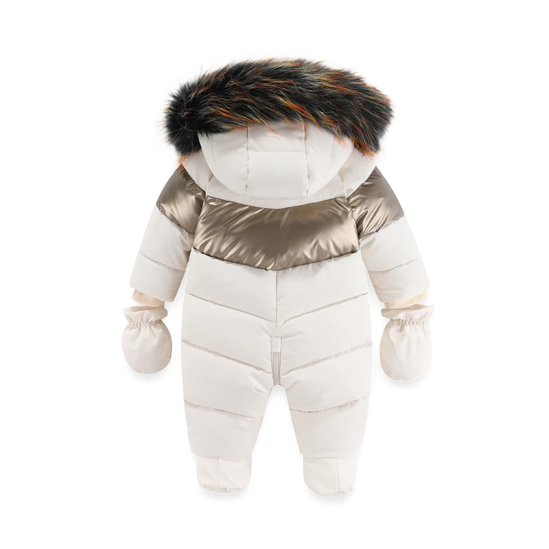 Newborn Winter Jumpsuit Thicken Baby Girl Clothes Warm Baby Romper With Gloves Hooded Children Boys Set Infant Clothing 0-24M