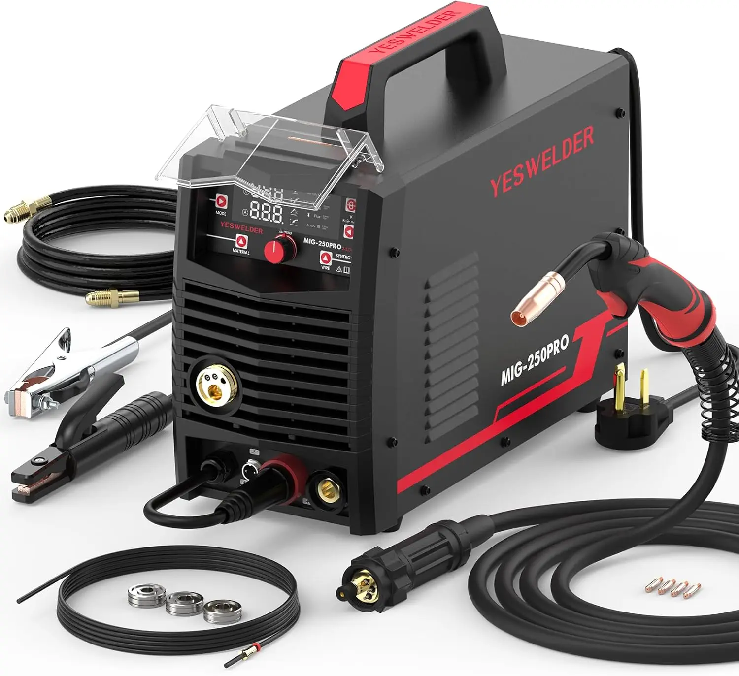 250 PRO Aluminum MIG Welder, 250Amp 220V, Gas MIG Gasless Flux Core Welding Machine
