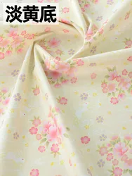 Handmade Pure Cotton Rabbit Fabric with Cartoon Plant Design for Sewing and Crafts (Half Meter) (T 1)