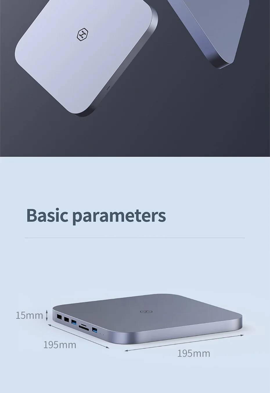 cubo do usb de habilis com cerco do disco rígido estação de encaixe para mac mini com sata nvme ssd caso dp