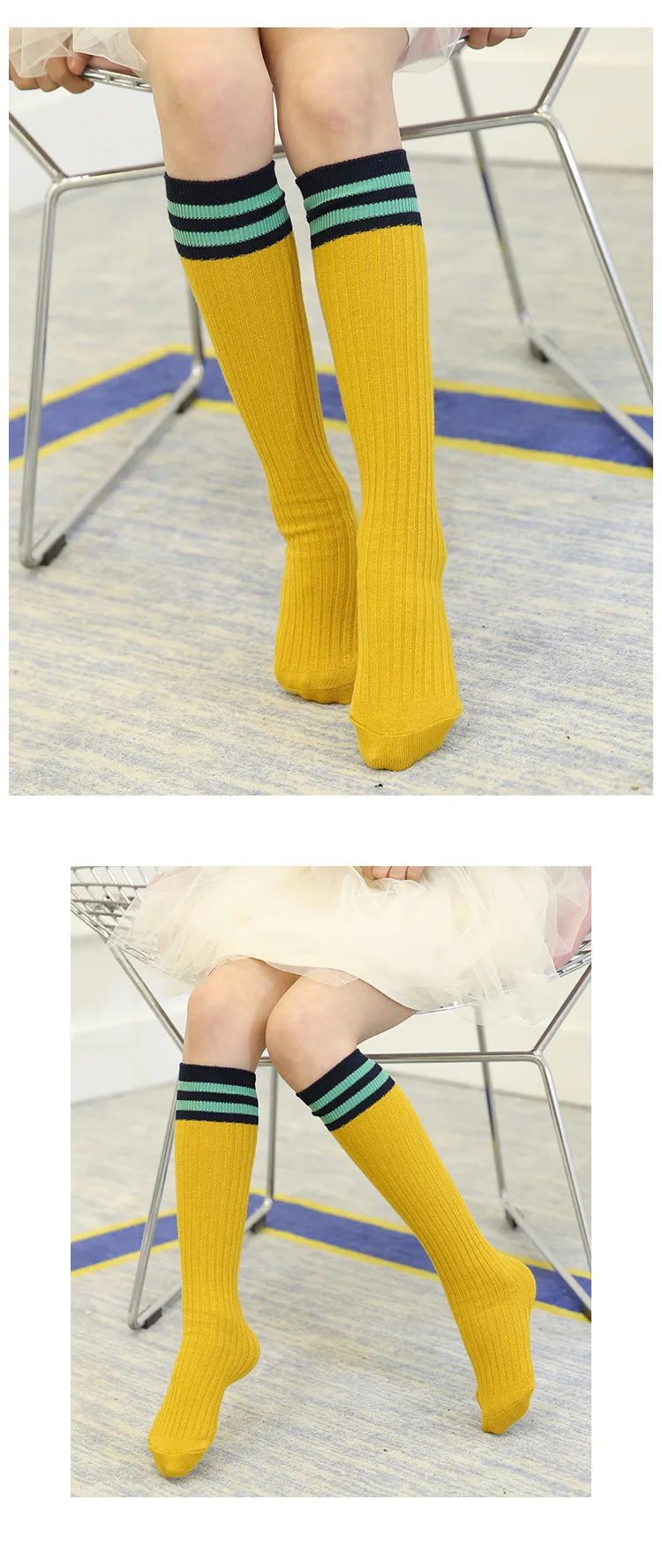 Frühling Herbst Kinder Knie Socken Baumwolle Junge Mädchen Baby Mode Streifen Golf Socke Für Sommer 1-10 Jahre Kinder student Fußball Socken – Detail 8