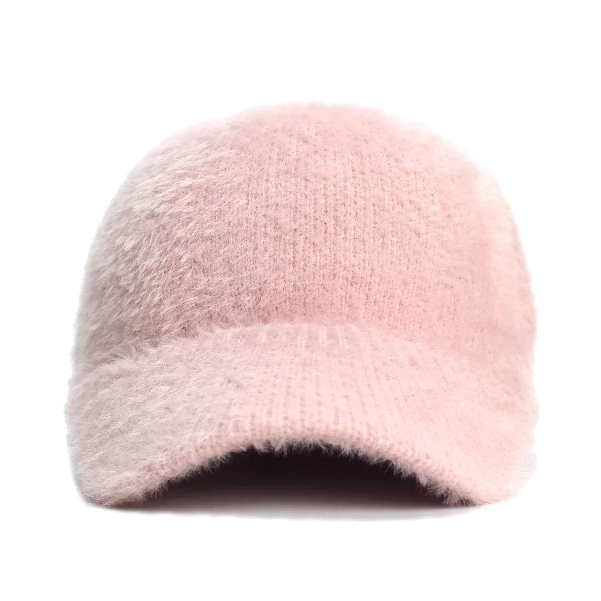 New Fashion Fluffy Baseball Cap Men Women Knitted Warm Winter Solid Color Casual Elegant Hairy Fluff Hat Gorras 야구 모자