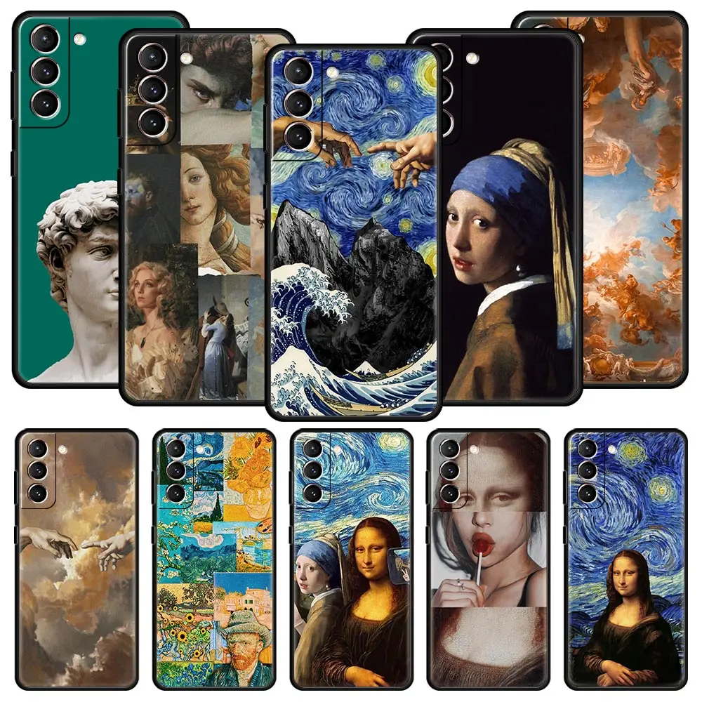 

Mona Lisa Van gogh Oil Painting Art Phone Case For Samsung Galaxy S23 S22 Ultra S20 S21 FE 5G S10 S9 Plus S10E S8 S7 Edge Cover