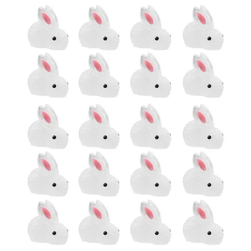 

Miniatures Rabbits Cute Cartoon Luminous Color Rabbit Realistic Small Bunny Figurines Easter Day Party Supplies