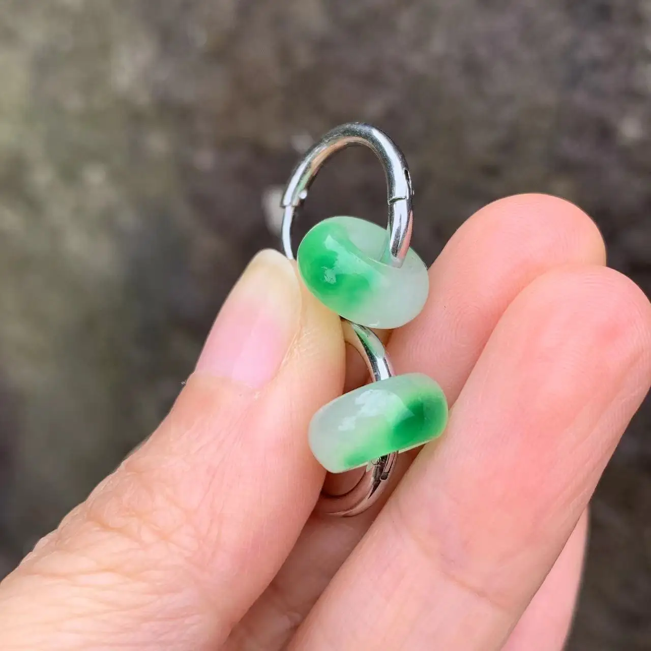 Natural Green Jade Hoop Earrings Jasper Earring For Women stainless steel Plated Vintage Gift Fine Jewelry