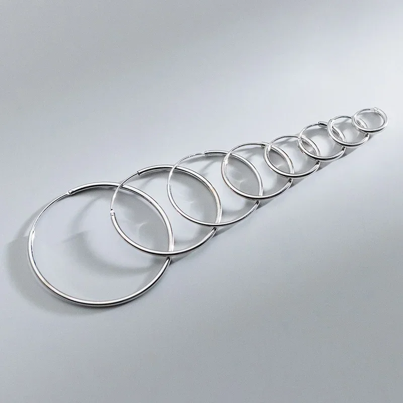 SOFTPIG Real 925 Sterling Silver 1.2/1.5mm Wire Diameter Large Hoop Earrings for Women Trendy Fine Jewelry Geometric Accessories 4