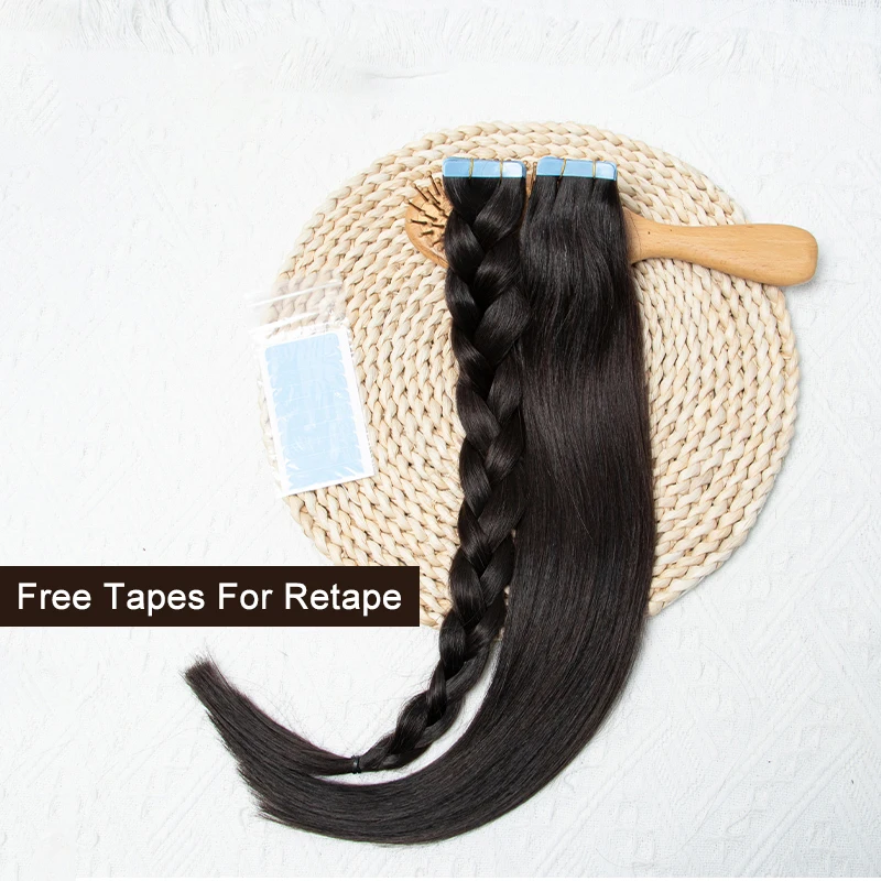 Natural Black #1B Tape Hair Extensions Human Hair Silky Straight Skin Weft Adhesive Tape Thick End 12-24 Inch 20PCS/Pack human hair extensions hair extensions