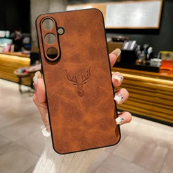 Premium Deer Leather Smartphone Case - Luxury Protective Cover - Galaxy F12 (BW)