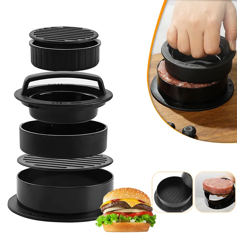3 in 1 Stuffed Burger Press Patty Maker Mold Sliders Beef Burge Patty Press Non Stick Kitchen Barbecue Tool Grilling Accessories