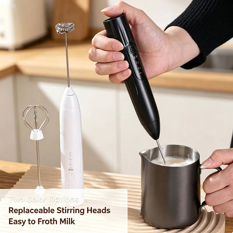 Premium Wireless Stainless Steel Milk Frother - Handheld Electric Whisk & Portable Blender