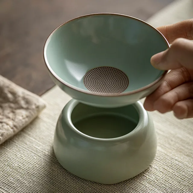 Azure Porcelain Tea Infusers Teaware Tool Ru Kiln Ceramic Tea Filter Ceramics Tea Set Chinese Accessories Tea Strainer Leakage 3