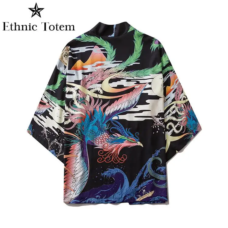 Men Japanese Kimono Cardigan Men Samurai Costume Clothing Kimono Mens Kimono Shirt Yukata Japanese Traditional Ukiyoe Haori