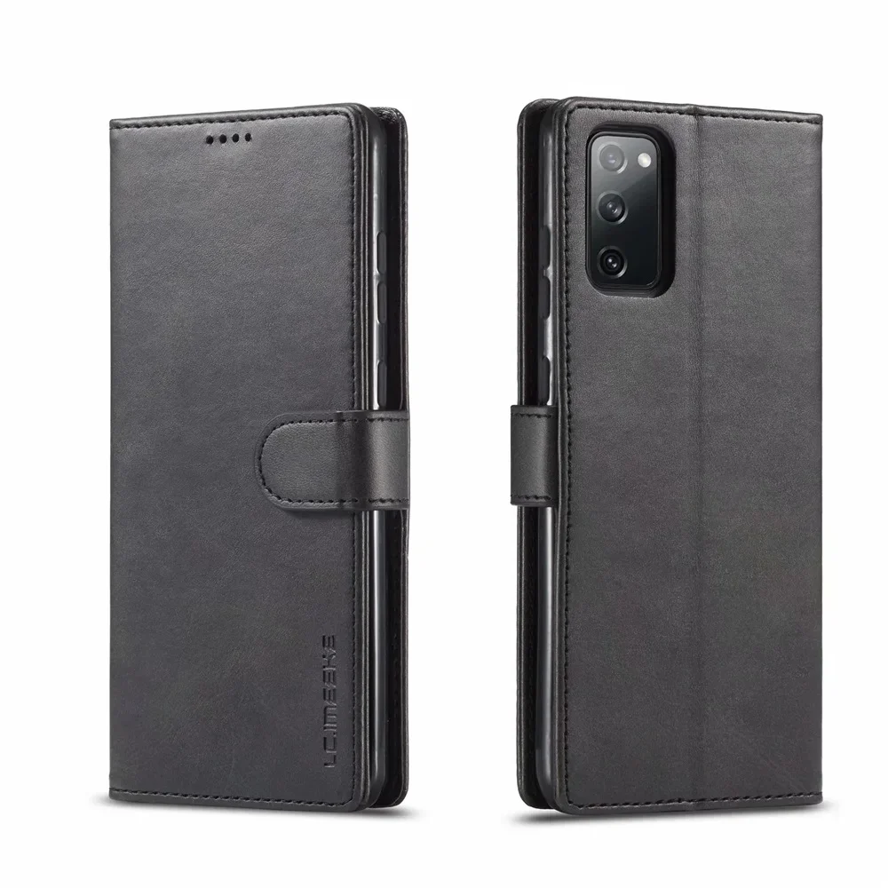Leather Flip Wallet Case with Card Holder and Magnetic Closure