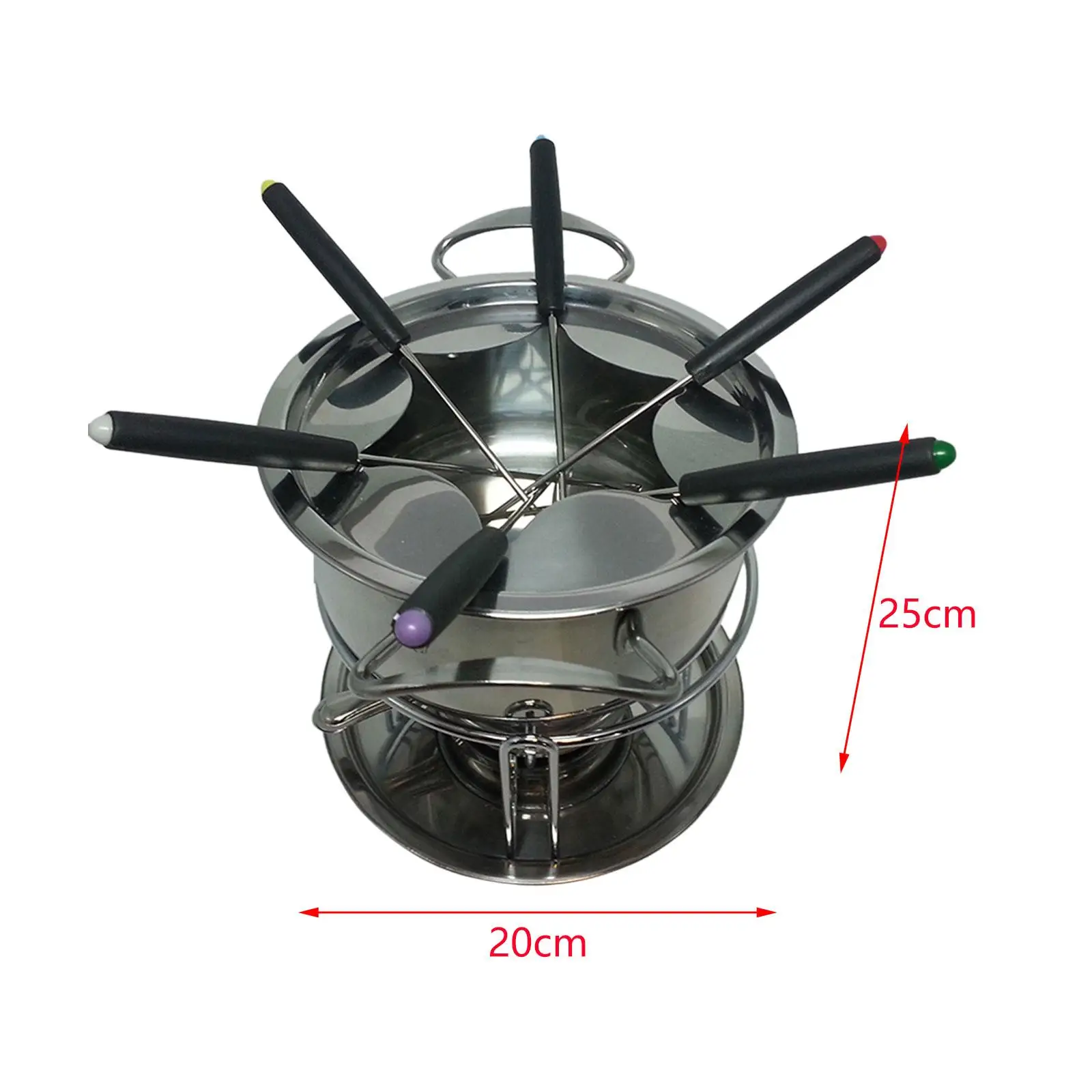 Fondue Maker Pot Birthday Party with 6 Sticks Multifunction Stainless Steel Wedding Chocolate Fondue Mug Home Pot Set