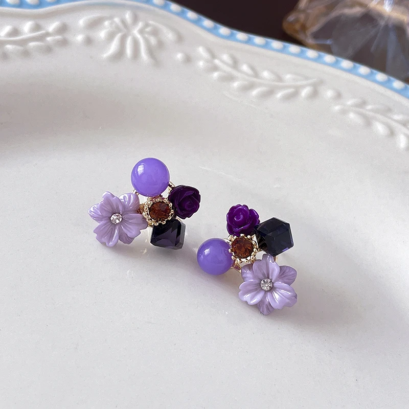 Multiple Views of the Colorful Flower Earrings