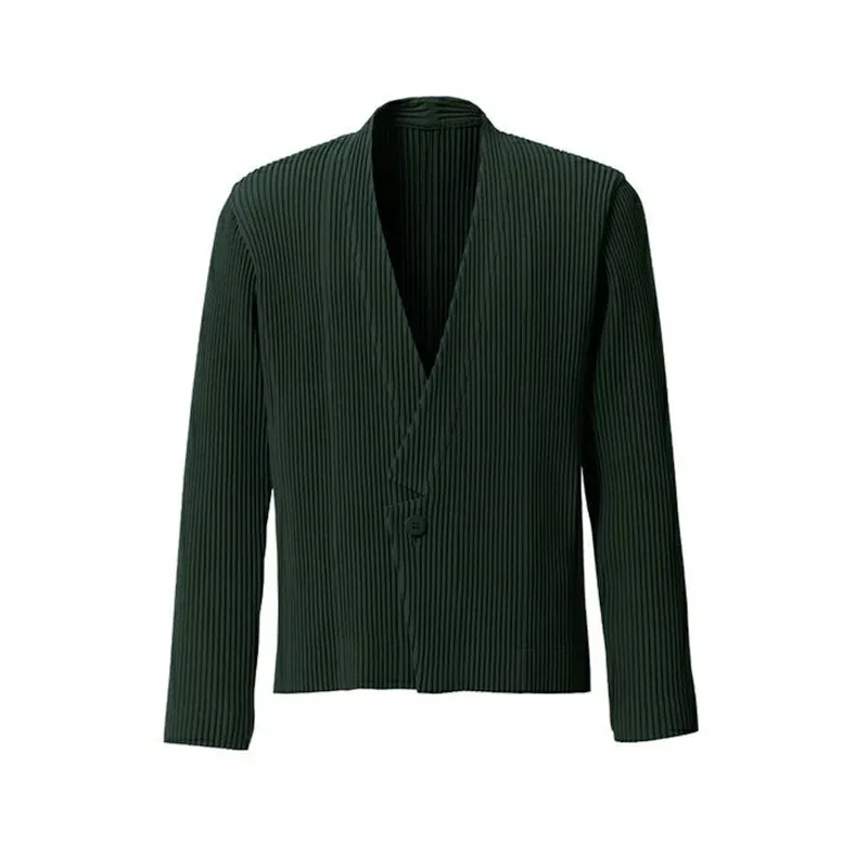 Miyake Pleated Men Blazer Casual Coats Luxury Jacket Suit 2023 Spring New V-Neck One Button Designer Jackets 5